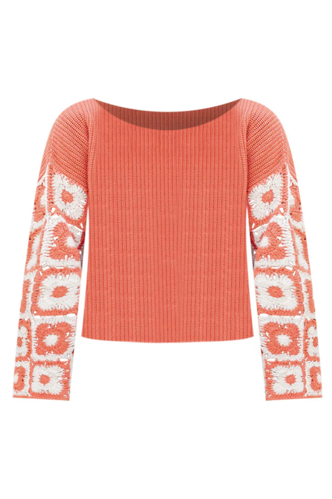 Do Your Best Rust Multi Crochet Sleeve Sweater FINAL SALE