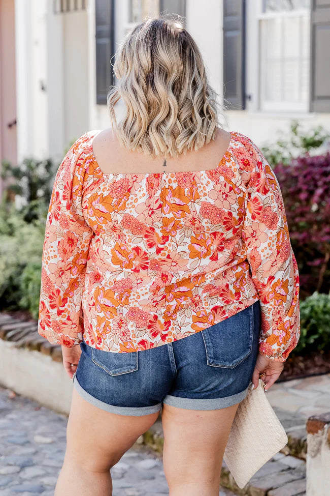 Going Public Off The Shoulder Blouse in Sarasota Red Floral Print FINAL SALE