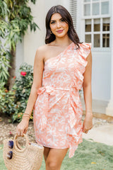 Be The Exception Orange Floral One Shoulder Mini Dress FINAL SALE