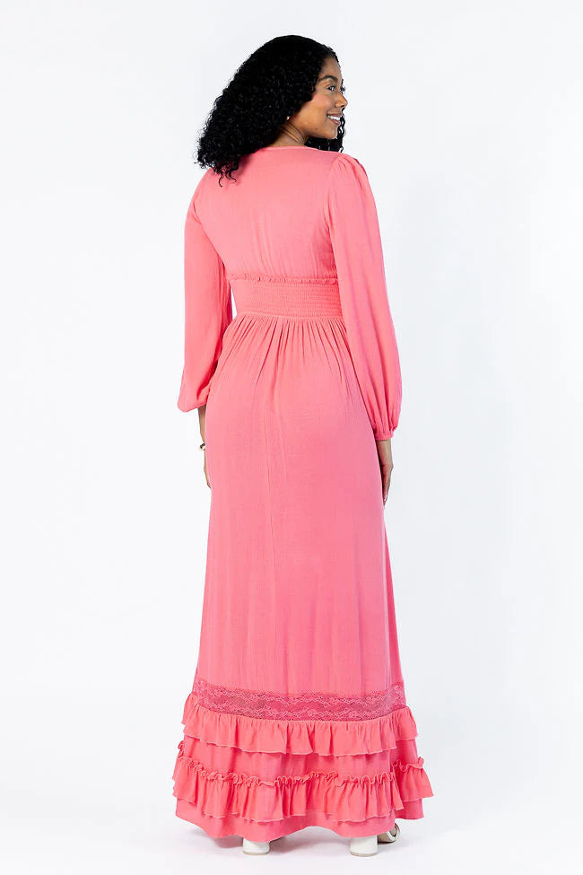 Lucky To Have You Coral Maxi Dress