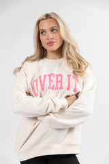 Over It Cream Oversized Graphic Sweatshirt