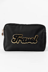 Black "Travel" Travel Pouch