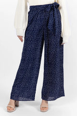 Over The Blues Navy Polka Dot Belted Wide Leg Pants