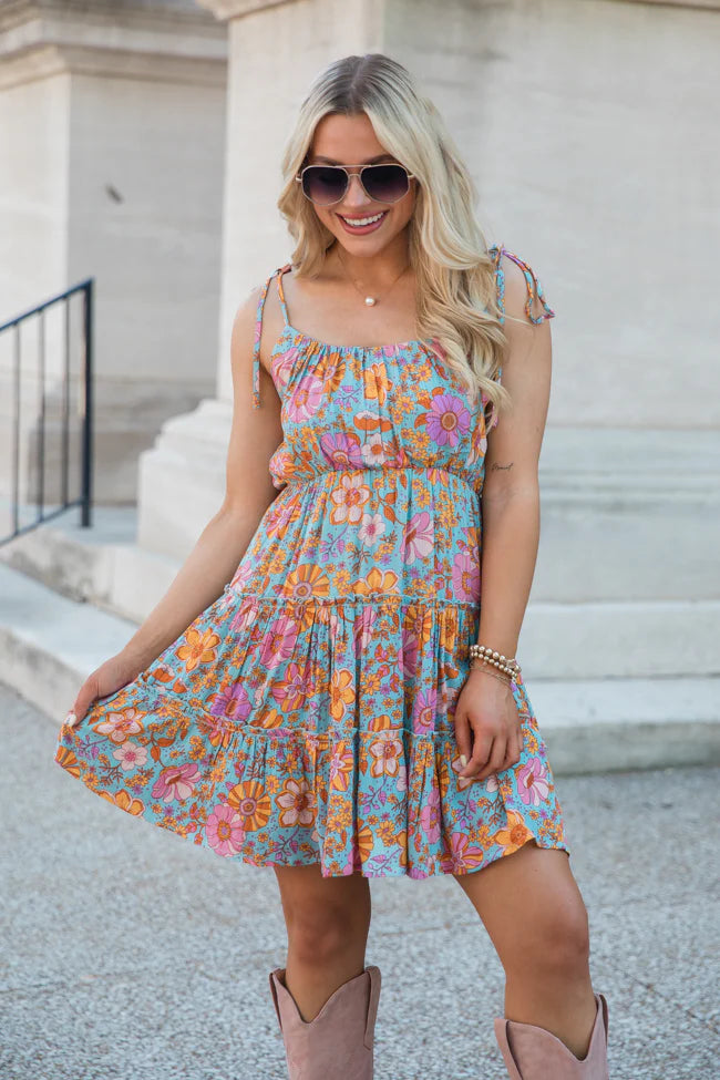 As Free As The Ocean Multi Print Babydoll Dress SALE