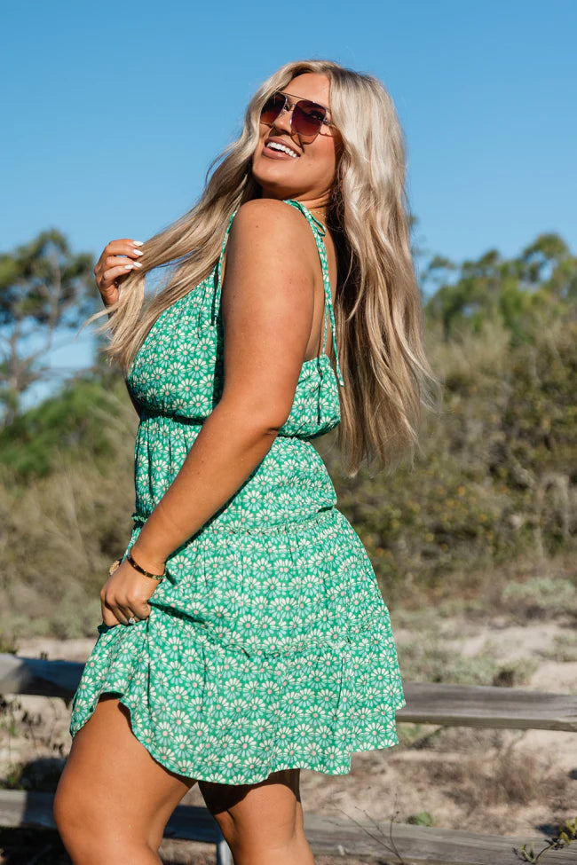 As Free As The Ocean Green Printed Babydoll Dress FINAL SALE