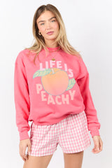 Life Is Peachy Light Red Graphic Sweatshirt