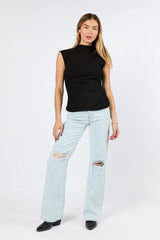 Karter Light Wash Wide Leg Distressed 90's Flare Jeans