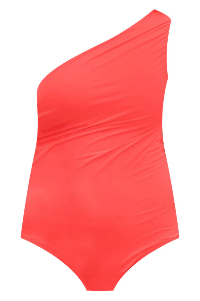 Find Me Poolside Red One Shoulder Swimsuit FINAL SALE