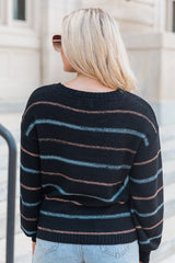 Thinking About You Black Striped Crew Neck Sweater SALE