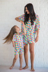 Kid's Good To Get Away In Glamour On The Grid Pajama Set SALE