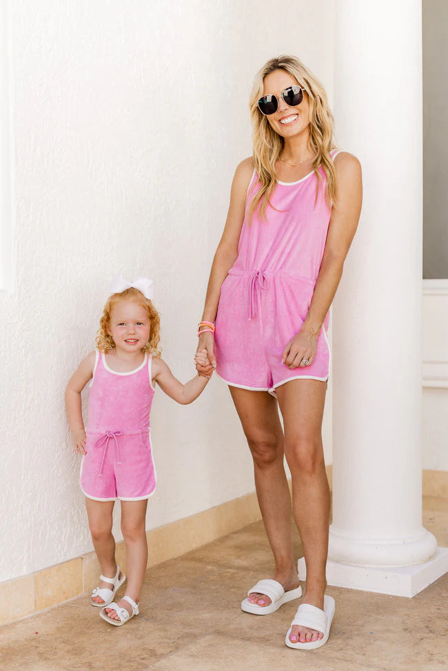 Kid's Rylee Pink Terrycloth Romper SALE