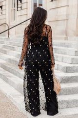 Backstage Pass Black Mesh Star Embellished Kimono SALE