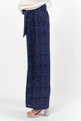 Over The Blues Navy Polka Dot Belted Wide Leg Pants