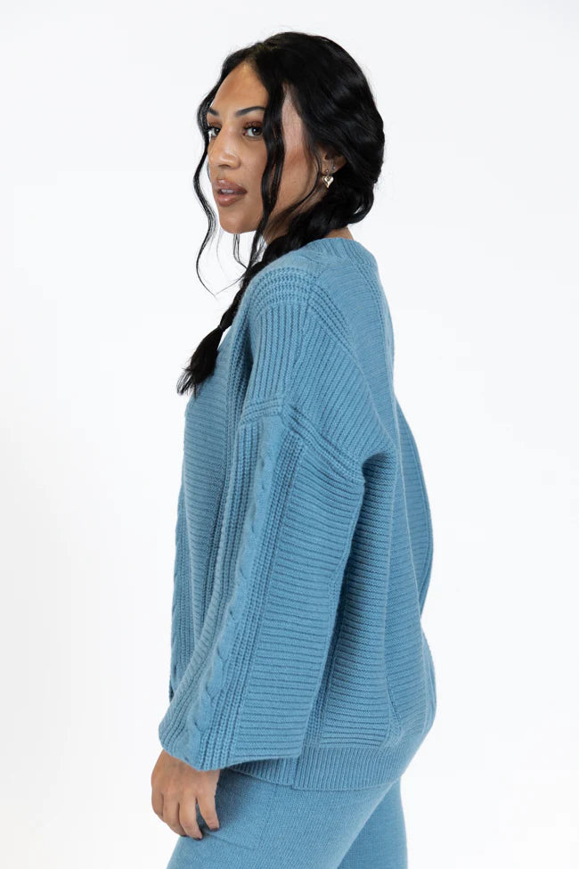 Real Karma Blue Cable Knit Cardigan SALE