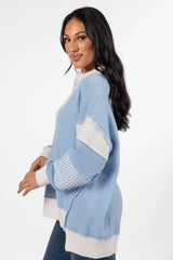 Think About It Sky Blue Collared Oversized Sweater