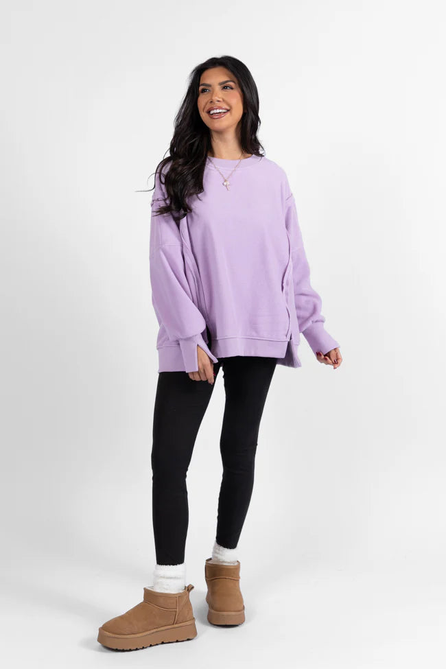 Scouted Out Purple Oversized Fleece Sweatshirt