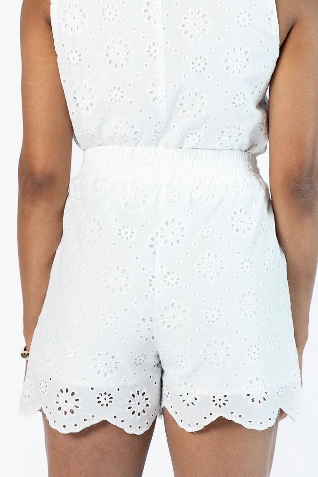 Ready, Set, Bloom White Eyelet Pull On Shorts