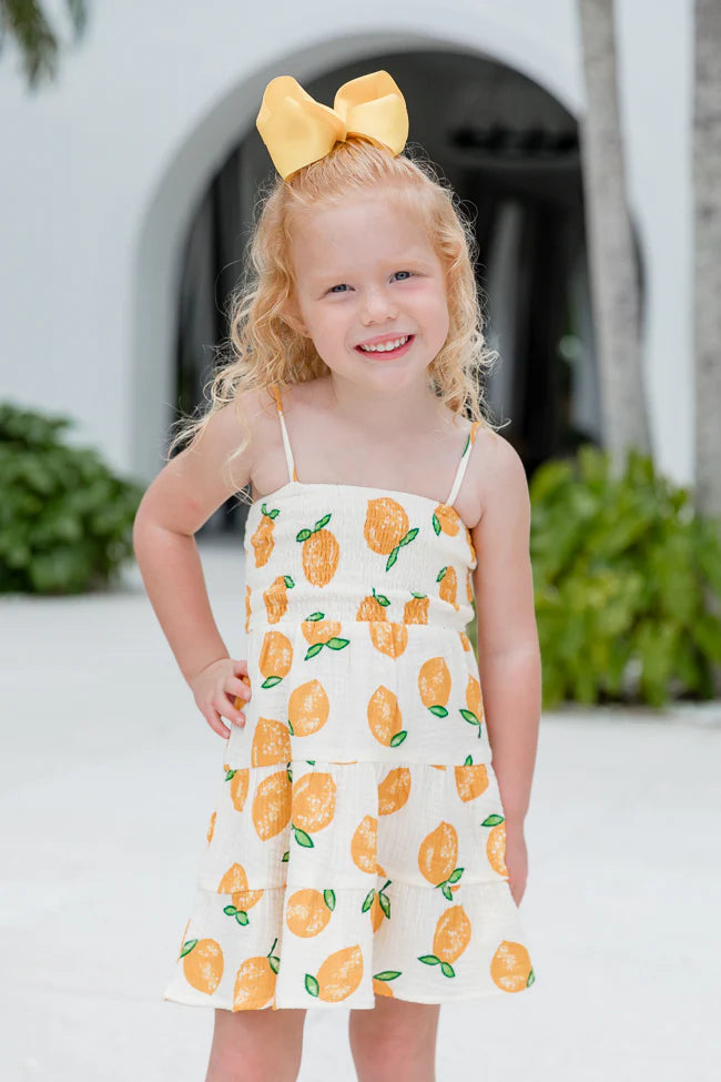 Kid's Tea With You Lemon Printed Gauze Dress SALE