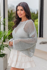 At Your Fingertips Sage Open Knit Sweater SALE