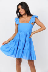 It's My Day Blue Smocked Top Mini Dress