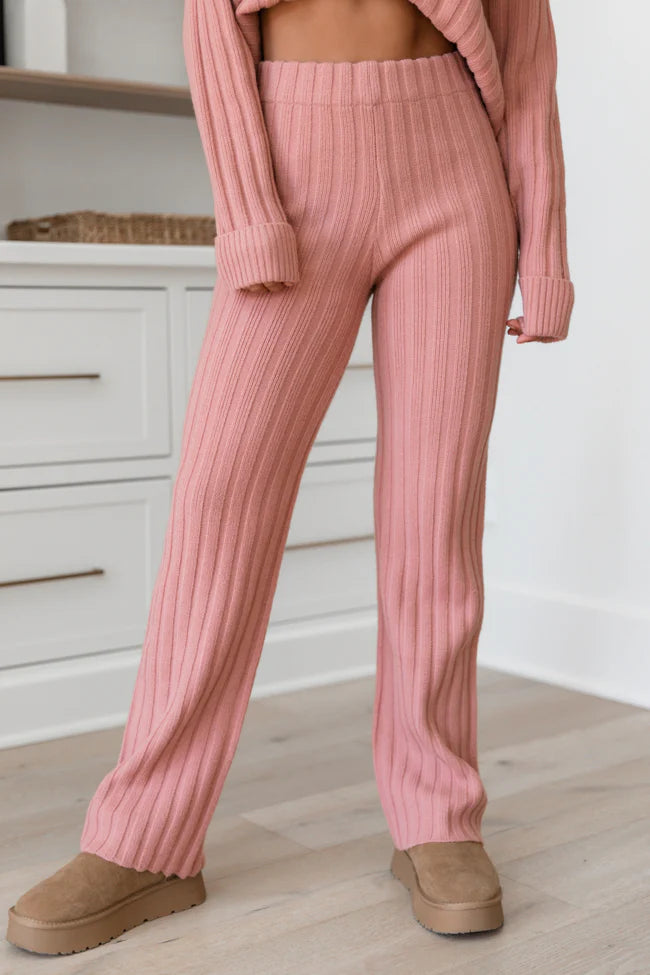 For The Long Haul Mauve Knit Pants