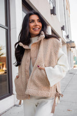 Feel It All Beige Oversized Sherpa Vest