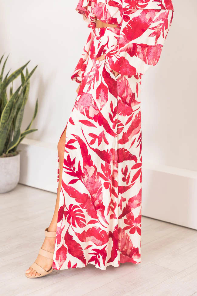 Passport To Paradise Pink/White Printed Maxi Skirt FINAL SALE