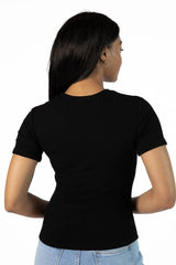 Everyday Essential Black Ribbed Crew Neck Tee