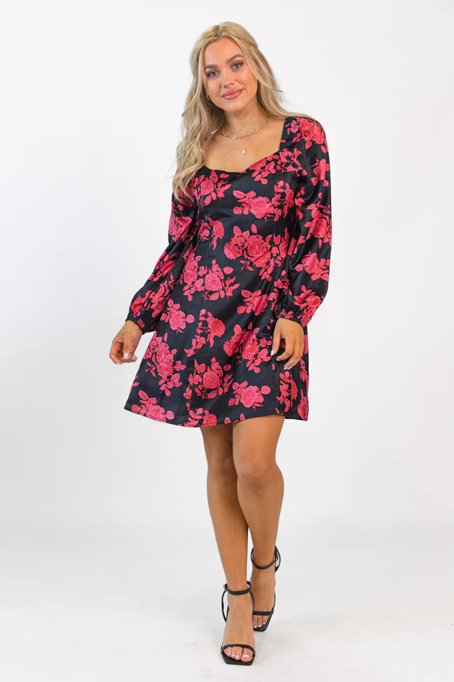 Couldn't Be Happier Multi Rose Print Mini Dress FINAL SALE