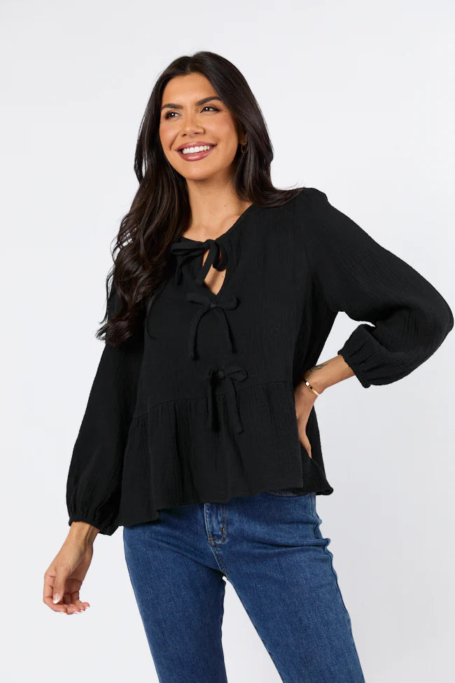 Close To Me Black Bow Detail Blouse SALE