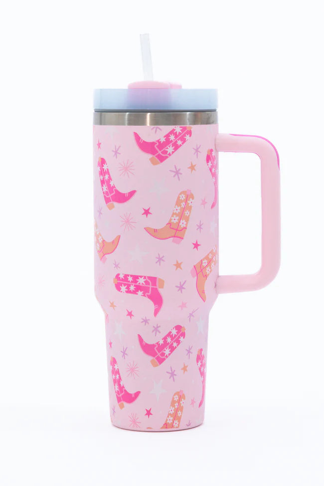 Sippin' Pretty In Giddy Up Girly 40 0z Drink Tumbler With Lid And Straw SALE