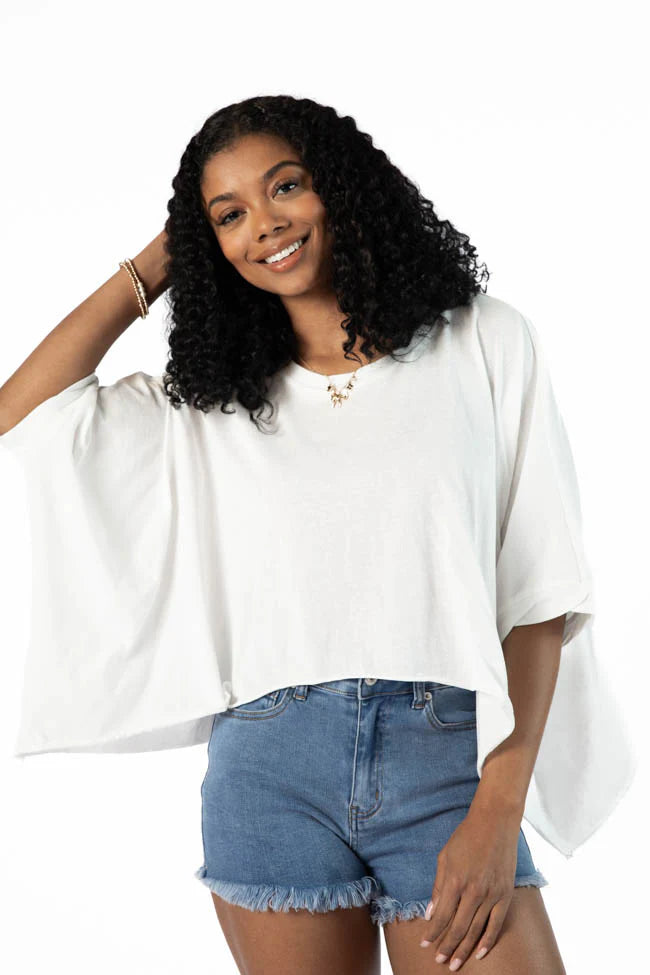 Great Days Ahead Ivory Asymmetrical Hem Tee SALE