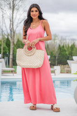 Perfect Balance Coral Solid Knit Maxi Dress SALE