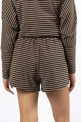 No Complaints Mocha and Black Striped Shorts SALE