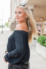 Casual Romance Black Off The Shoulder Top FINAL SALE