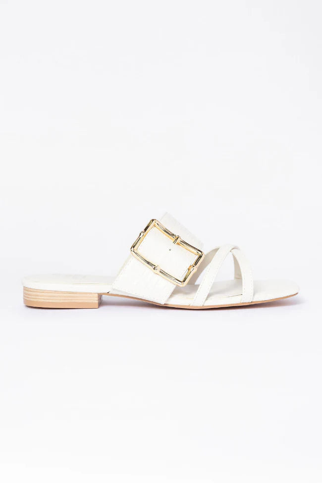 Blaine White Buckle Sandals