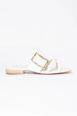 Blaine White Buckle Sandals