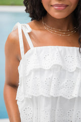 Top It Off Ivory Eyelet Tiered Tank SALE