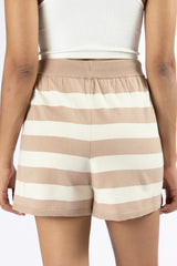 Pulling Heartstrings Taupe And Cream Striped Knit Shorts SALE