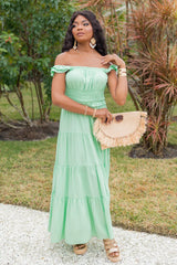 Living A Dream Green Woven Maxi Dress SALE