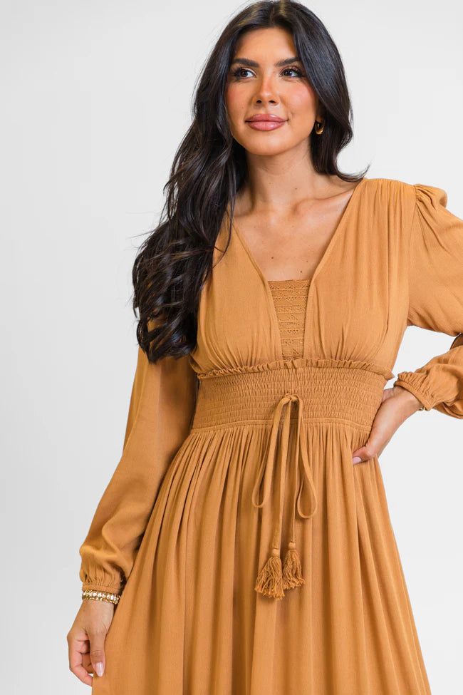 Lucky To Have You Camel Maxi Dress