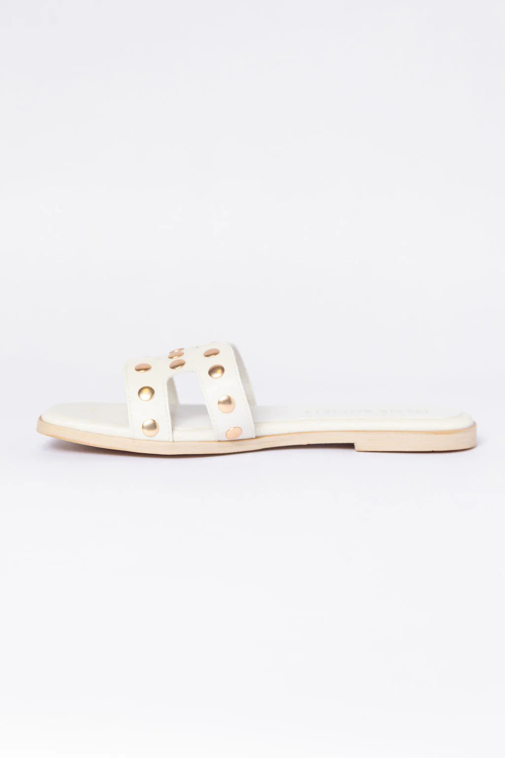 Hallie White Studded H Sandals