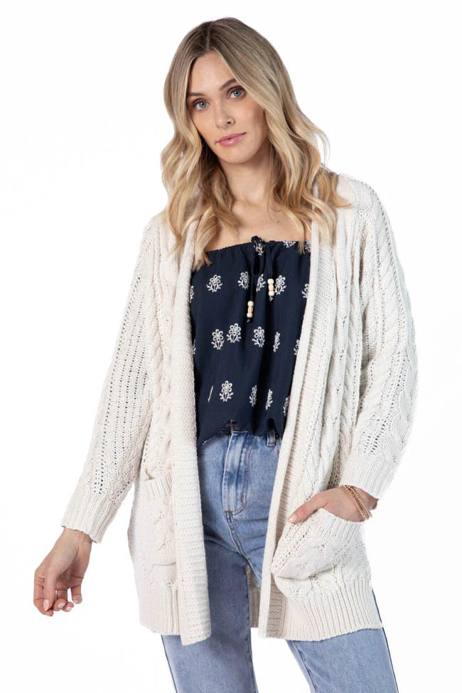 Sweet Nothings Cream Chunky Cable Knit Cardigan