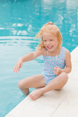 Kid's Cool Waters in Ditzy Daisy Side Cutout One Piece Swimsuit FINAL SALE