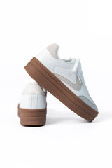 Giselle White and Tan Platform Sneaker