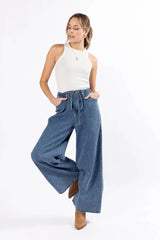 Callahan Drawstring Waist Loose Chambray Pants