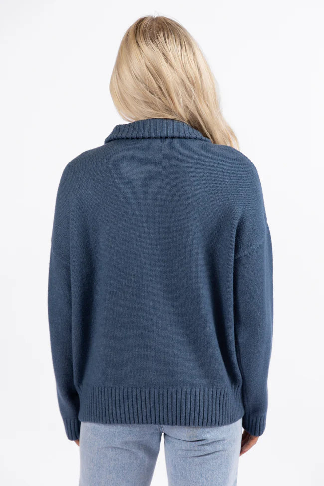 Roll With It Navy East Coast Quarter Zip Sweater SALE