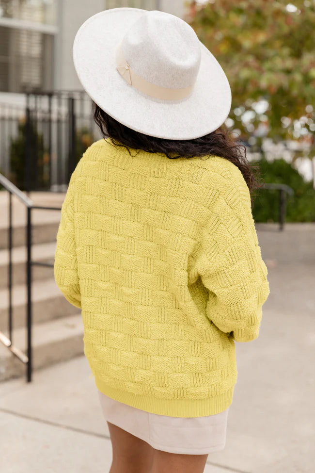 High Expectations Lime Woven Textured Sweater FINAL SALE