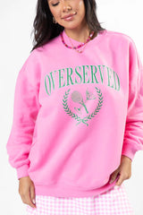 Overserved Pink Oversized Graphic Sweatshirt