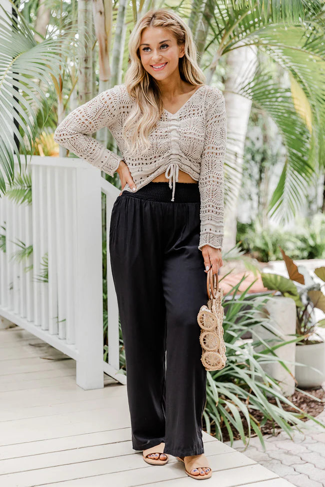 Far And Wide Smocked Waist Black Pants FINAL SALE